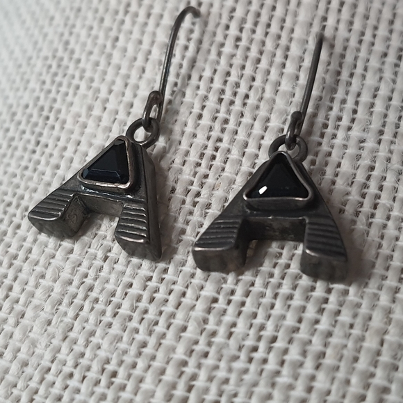 Vintage Scottish Victorian Onyx A Earrings - Picture 8 of 10